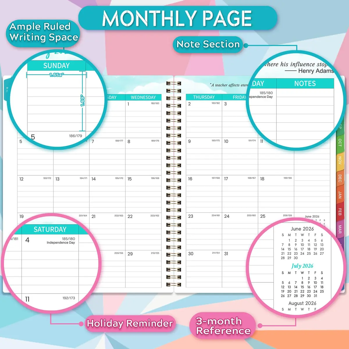 Artfan Teacher Planner 2026-2027 | Weekly & Monthly Schedule for Teachers, 9" x 11" - view 5