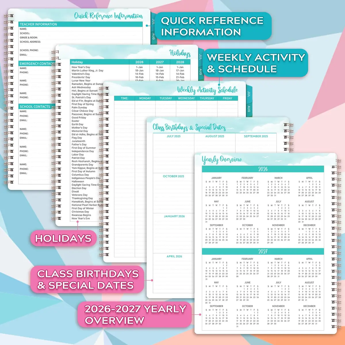 Artfan Teacher Planner 2026-2027 | Weekly & Monthly Schedule for Teachers, 9" x 11" - view 6