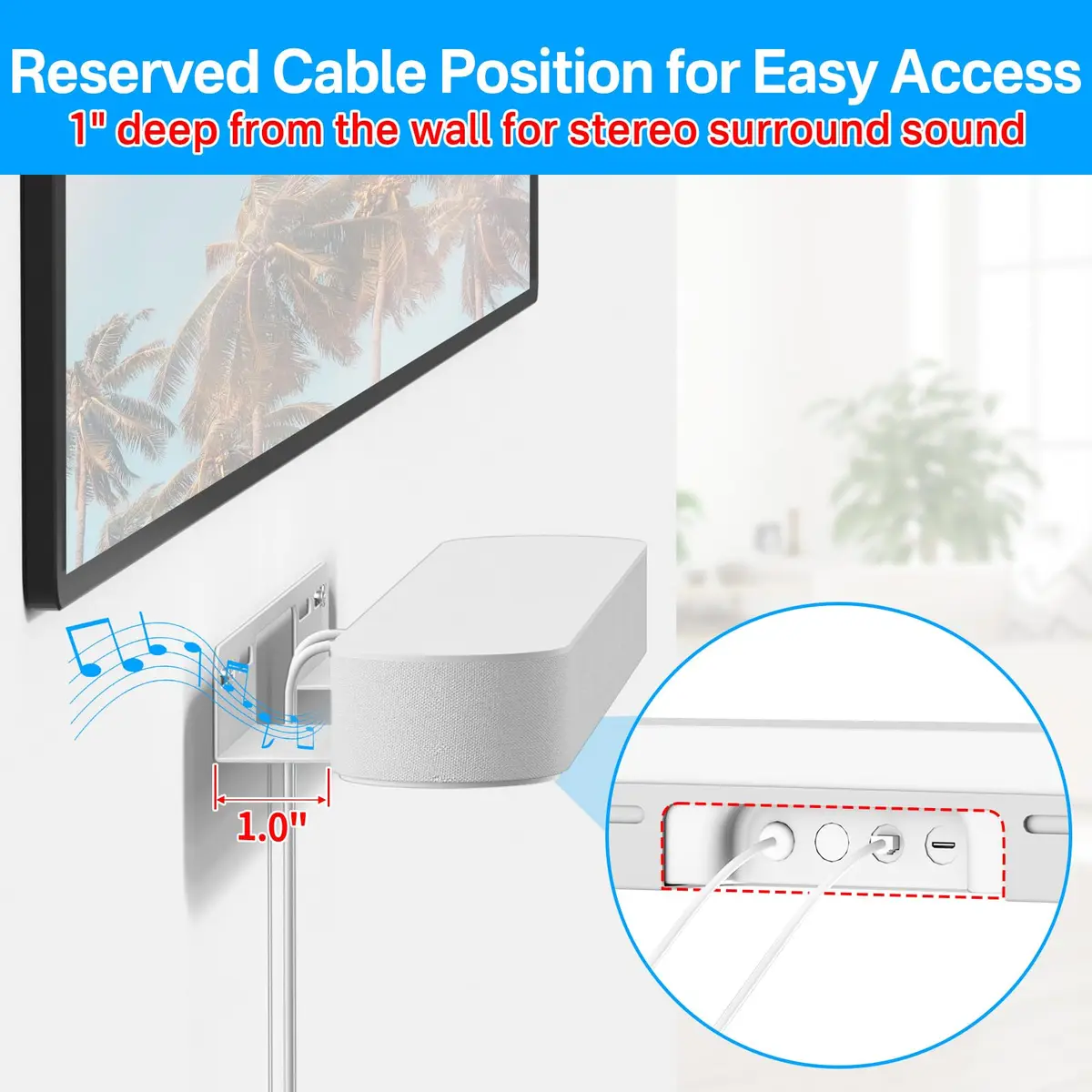 notiela Heavy Duty Wall Mount for Sonos Beam White | Space-Saving Soundbar Bracket - view 5
