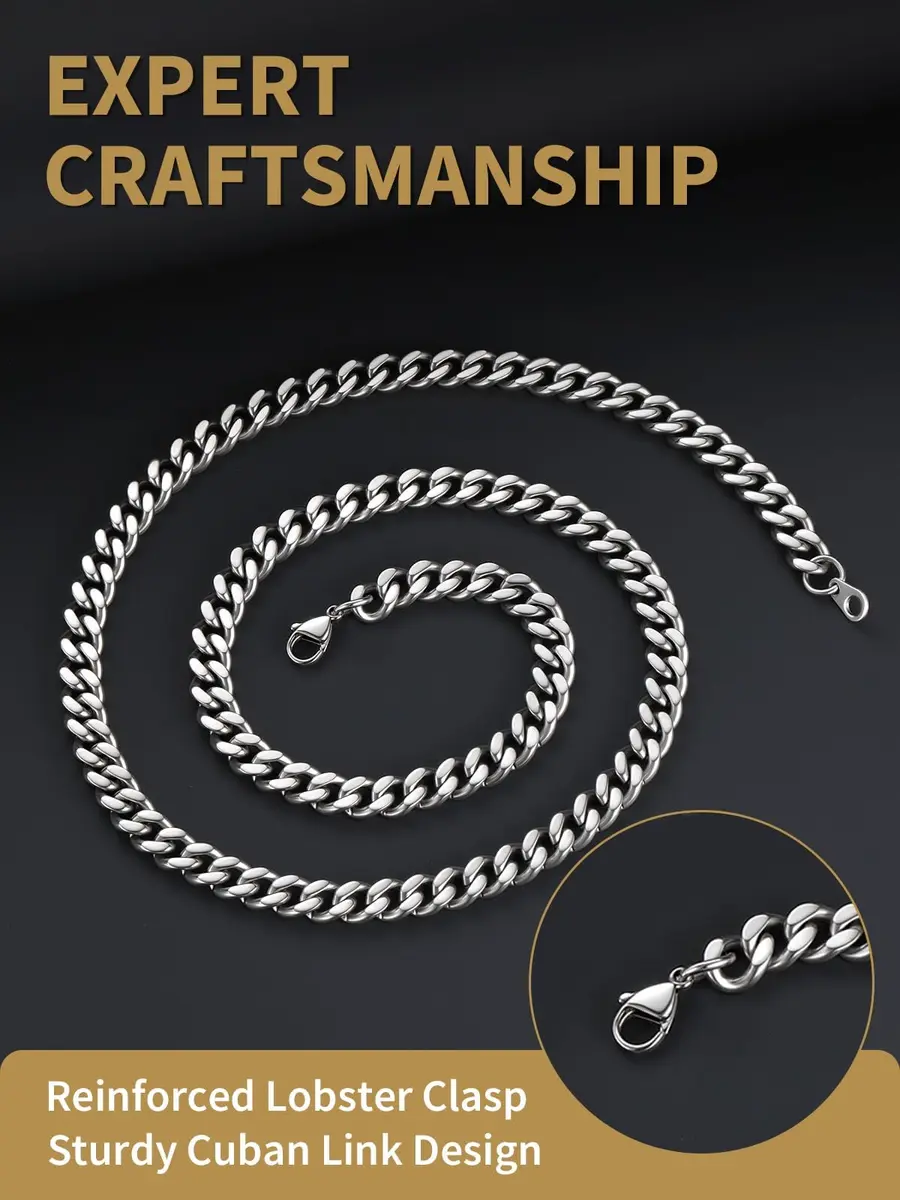FindChic Cuban Chain for Men & Women 7MM Stainless Steel | Classic Punk Jewelry - view 5