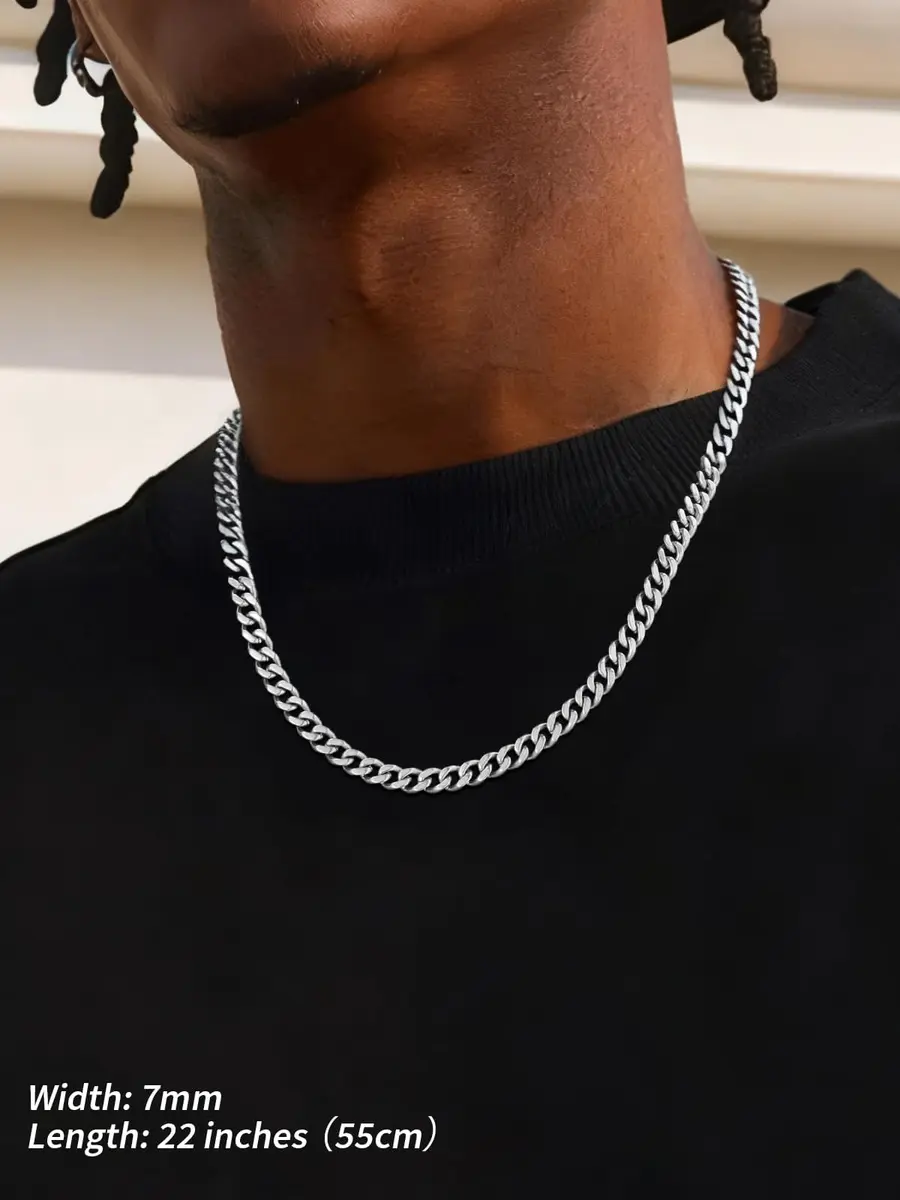 FindChic Cuban Chain for Men & Women 7MM Stainless Steel | Classic Punk Jewelry - view 7