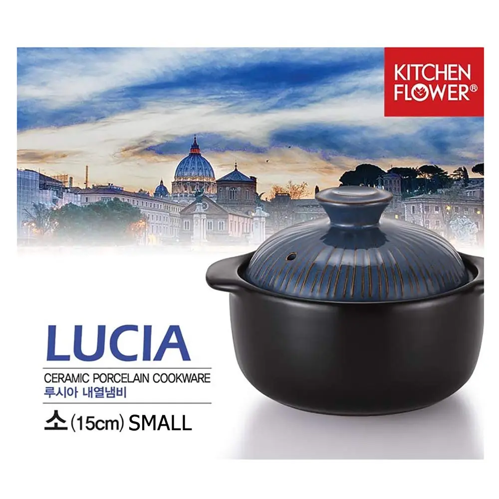 Lucia Natural Glazed Ceramic Porcelain Cookware Hot Pot 600ml | Heat & Water Resistant - view 6