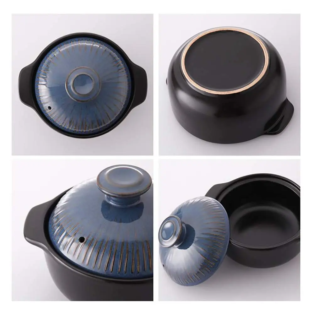 Lucia Natural Glazed Ceramic Porcelain Cookware Hot Pot 600ml | Heat & Water Resistant - view 4