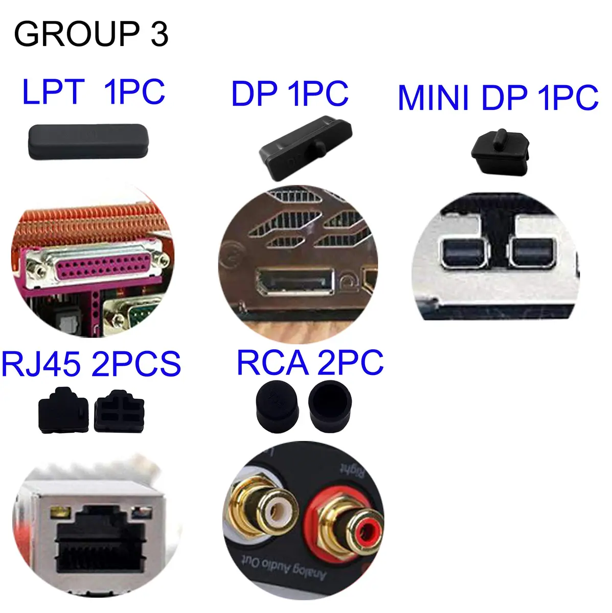 LampVPath 36 Pcs Computer Port Dust Plugs Set | 19 Types Universal Silicone Laptop Port Covers - view 4