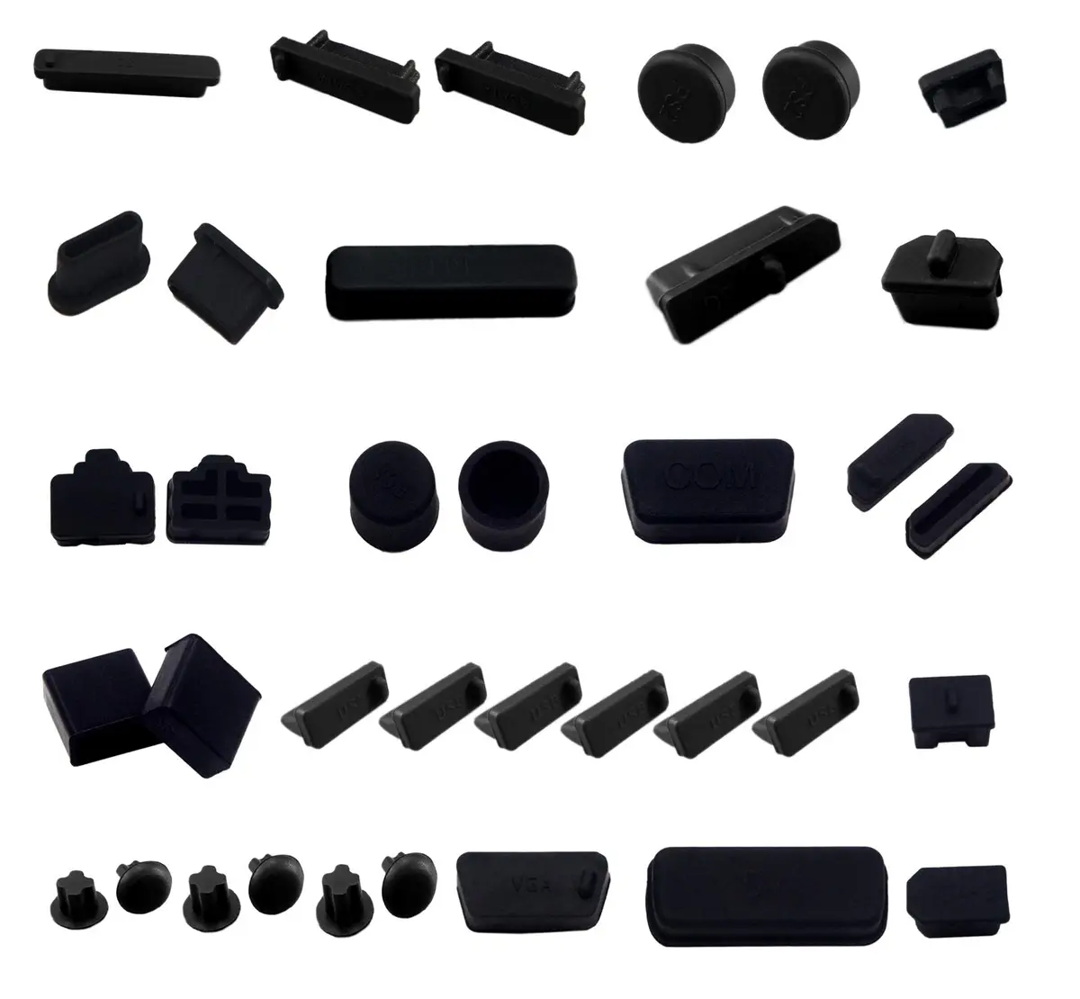LampVPath 36 Pcs Computer Port Dust Plugs Set | 19 Types Universal Silicone Laptop Port Covers - main product image
