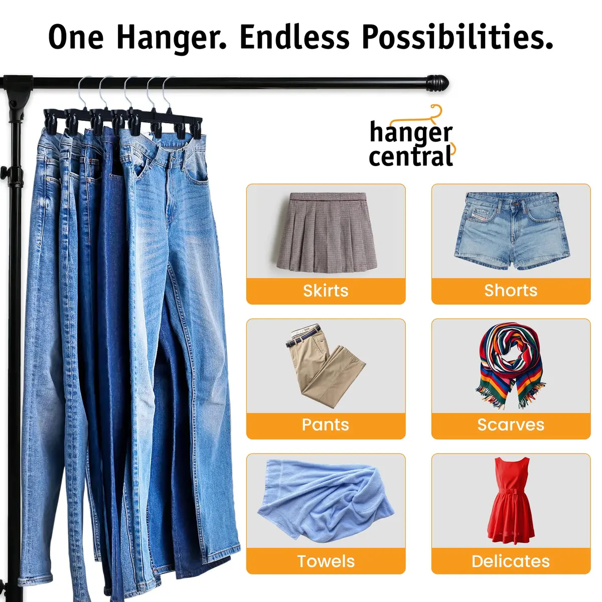 Hanger Central 12 inch 30 Pack Pants Hangers Slim Plastic Black | Space Saving & Heavy Duty - view 6