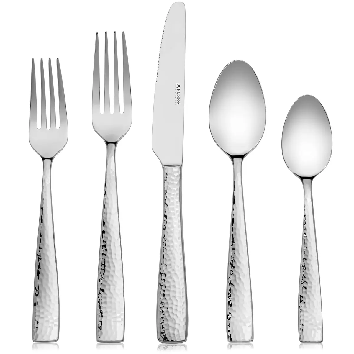 Hudson Essentials 20-Piece Hammered Stainless Steel Flatware Set Service for 4 | Elegant & Durable - main product image