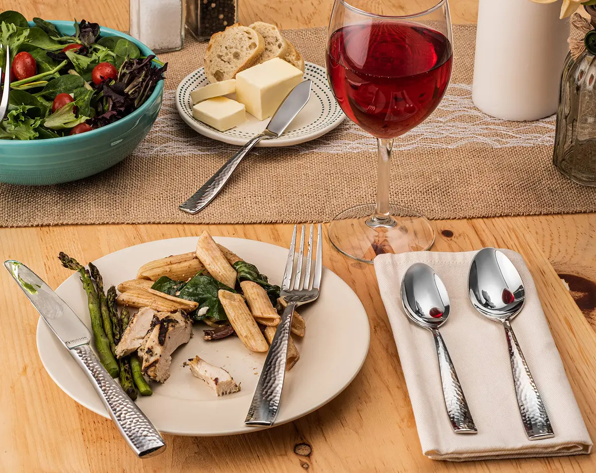 Hudson Essentials 20-Piece Hammered Stainless Steel Flatware Set Service for 4 | Elegant & Durable - view 2