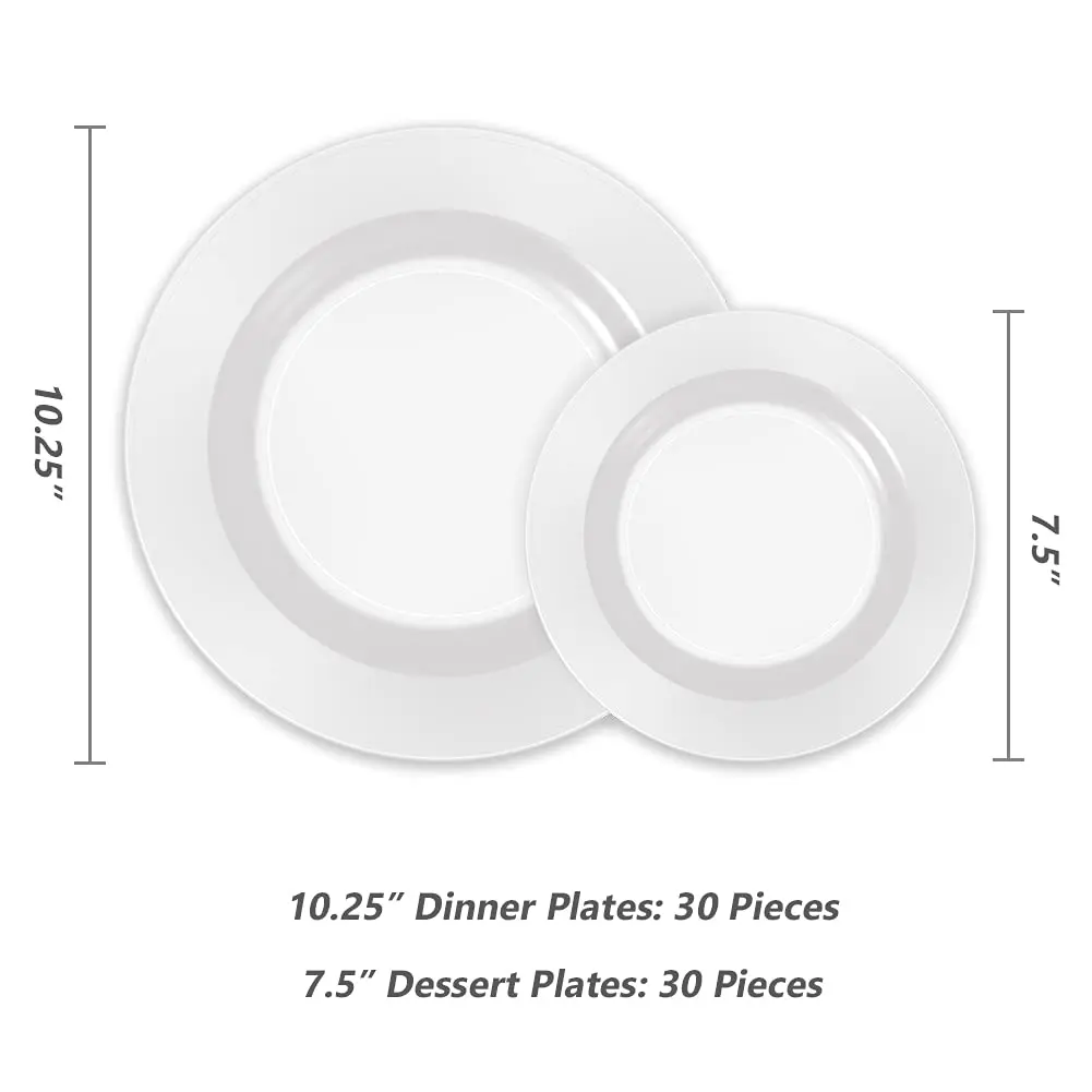 POSATE 60PCS White Disposable Plastic Plates | Heavy Duty Party Plates for Wedding & Events - view 2