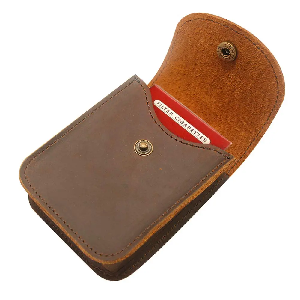 boshiho Playing Card Case, Genuine Leather Deck Card Holder for Magicians Poker Players Camping Trips -Brown | Vintage Style - main product image