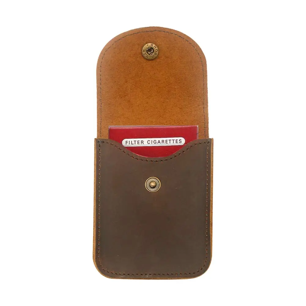 boshiho Playing Card Case, Genuine Leather Deck Card Holder for Magicians Poker Players Camping Trips -Brown | Vintage Style - view 2