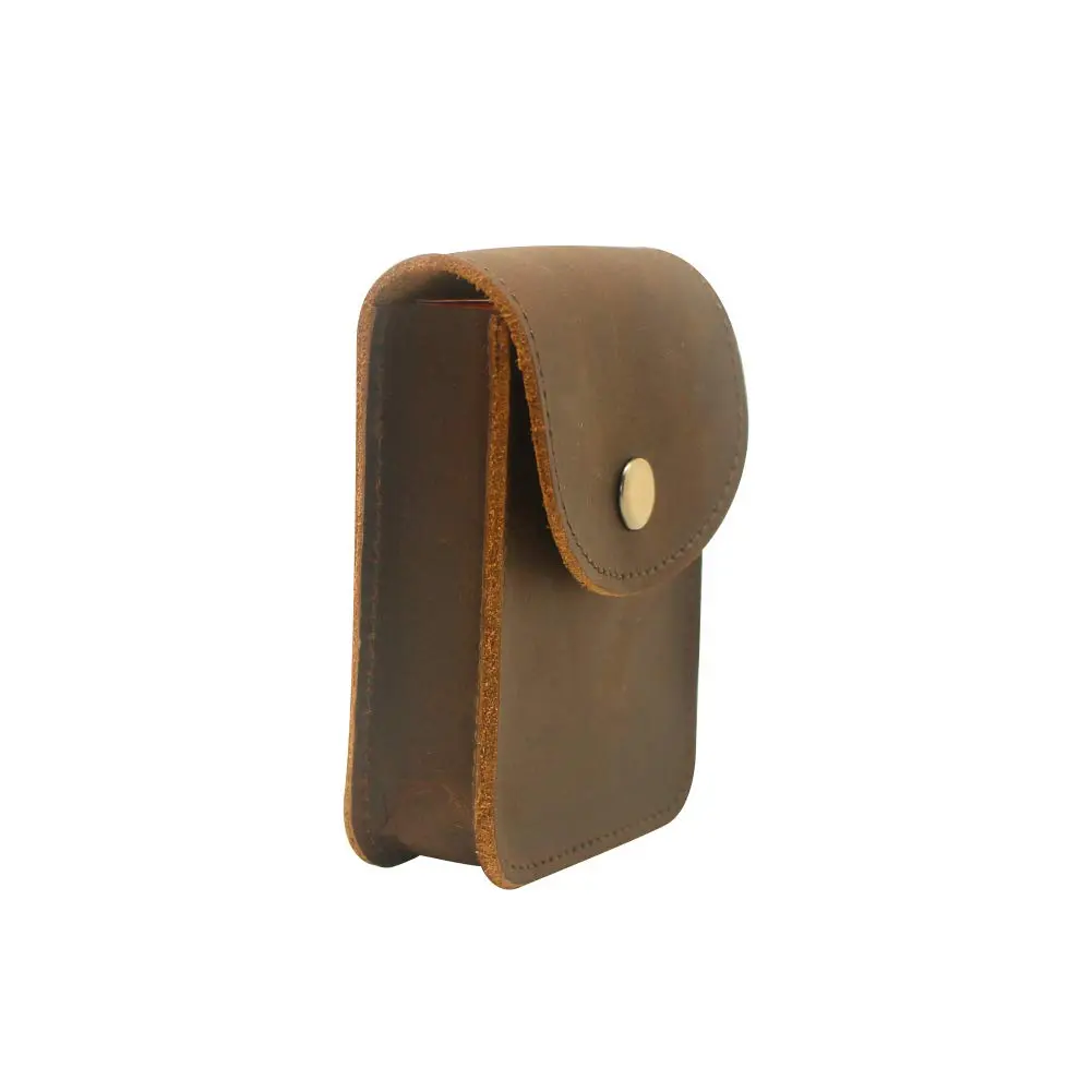 boshiho Playing Card Case, Genuine Leather Deck Card Holder for Magicians Poker Players Camping Trips -Brown | Vintage Style - view 3