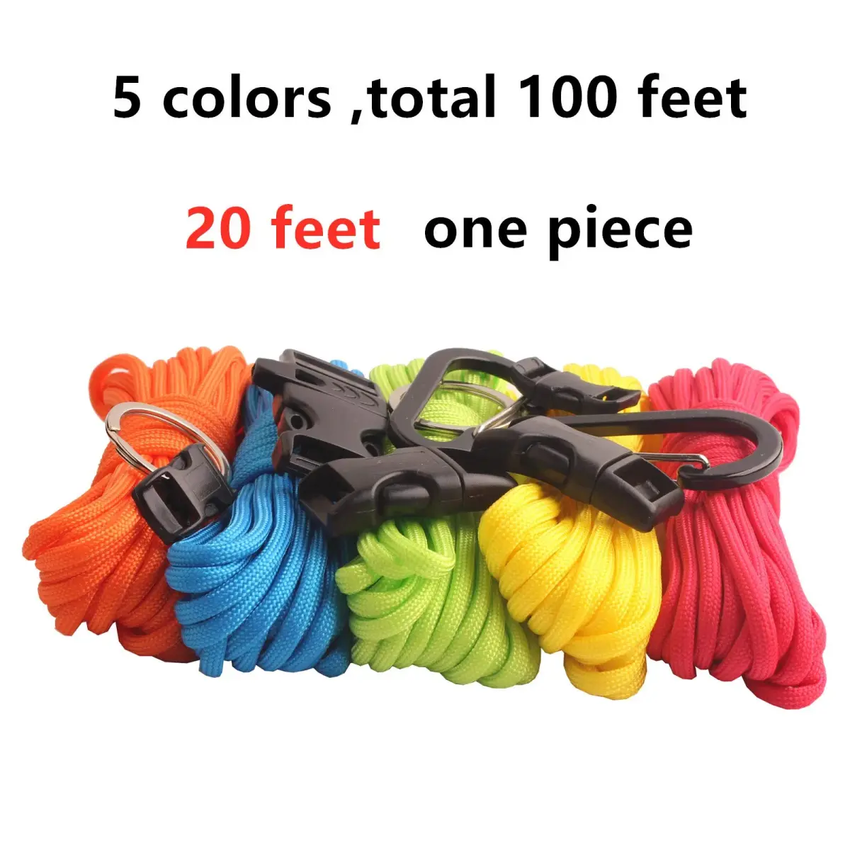 GeGeDa Paracord 550 Bracelet Kit | 100 ft (30.48 m) Nylon Rope with Buckles & Carabiners | DIY Survival Crafting - view 3