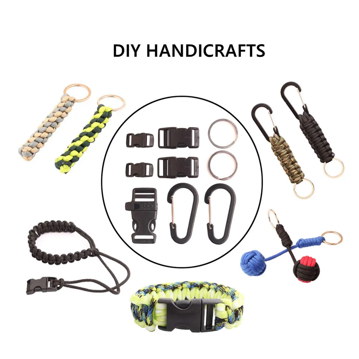 GeGeDa Paracord 550 Bracelet Kit 200 ft (60.96 m) | 550 lb Strength, Includes Buckles & Key Rings - view 2