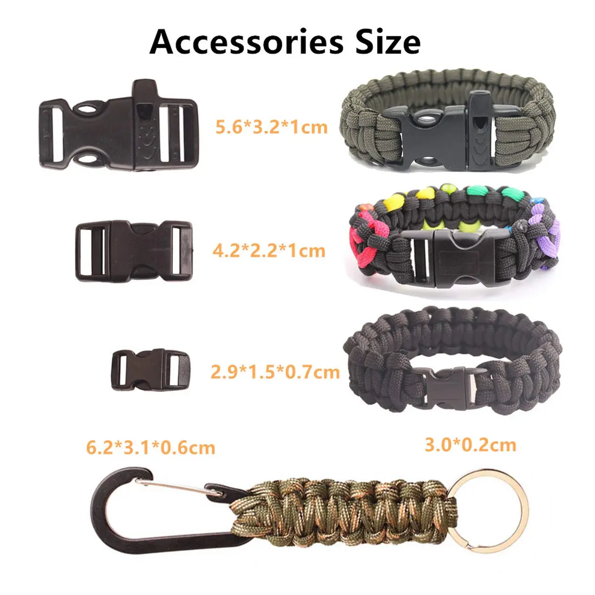 GeGeDa Paracord 550 Bracelet Kit 200 ft (60.96 m) | 550 lb Strength, Includes Buckles & Key Rings - view 4
