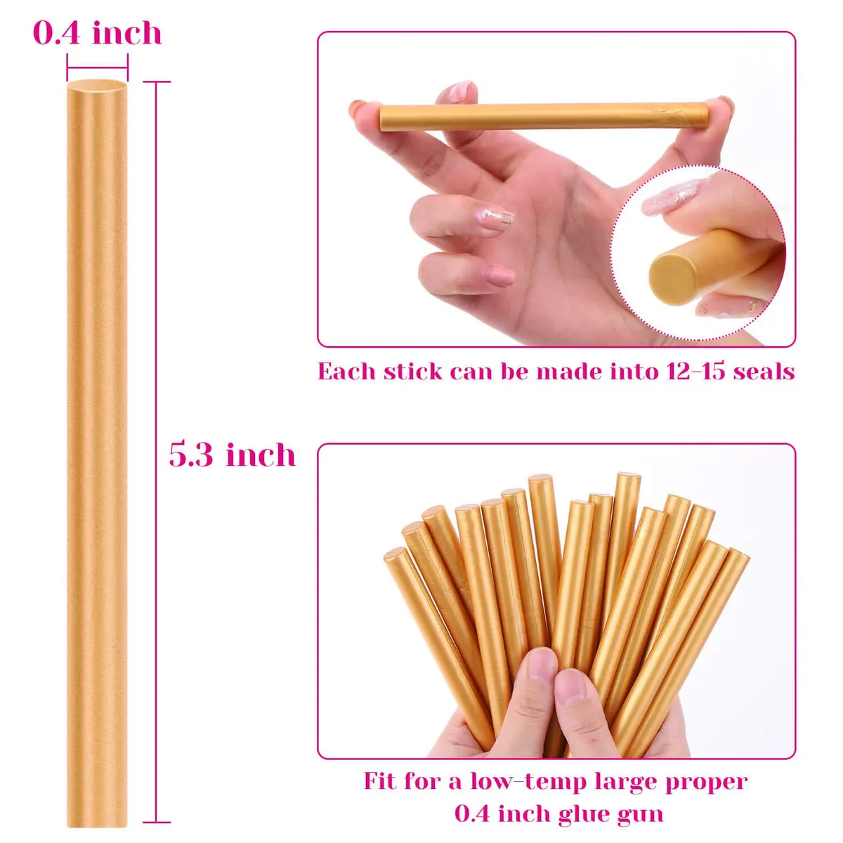 PAXCOO Sealing Wax Sticks 20pcs Gold | Easy Glue Gun Application for Crafts & Letter Seals - view 5