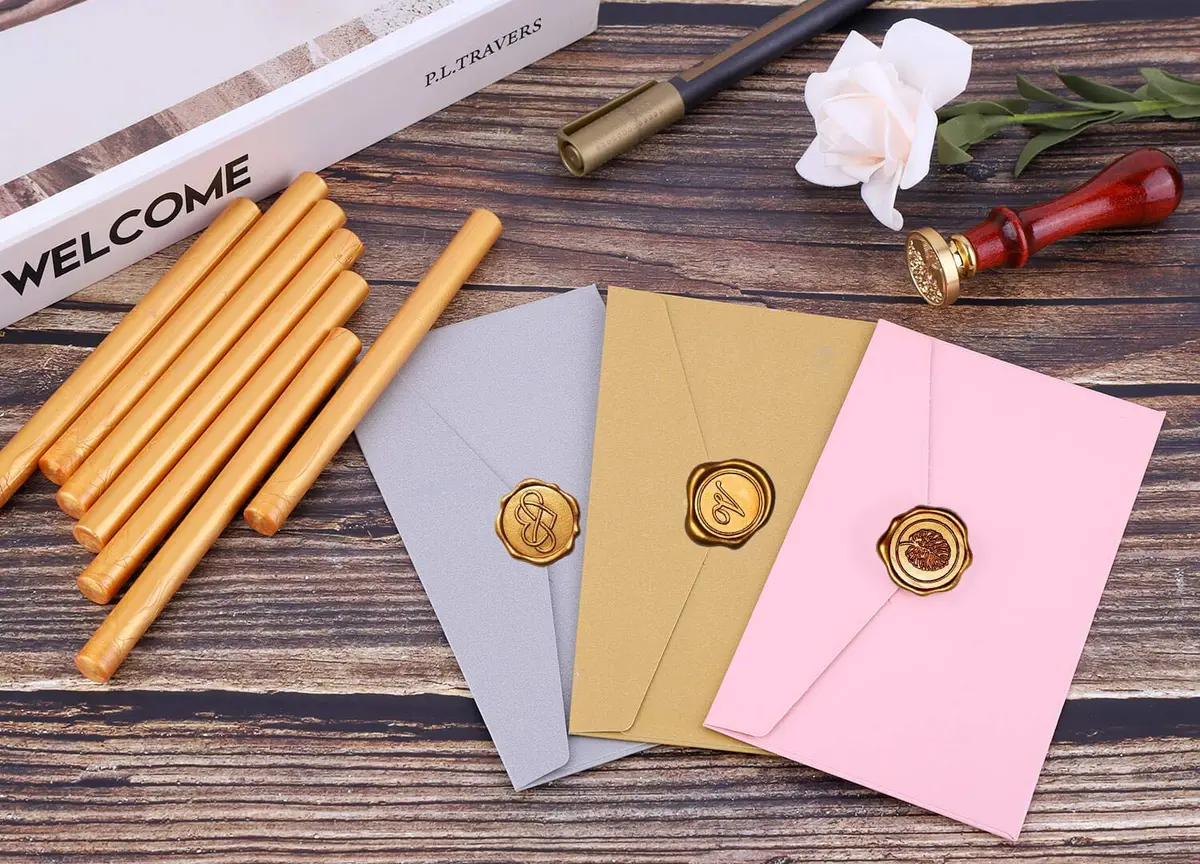 PAXCOO Sealing Wax Sticks 20pcs Gold | Easy Glue Gun Application for Crafts & Letter Seals - view 7