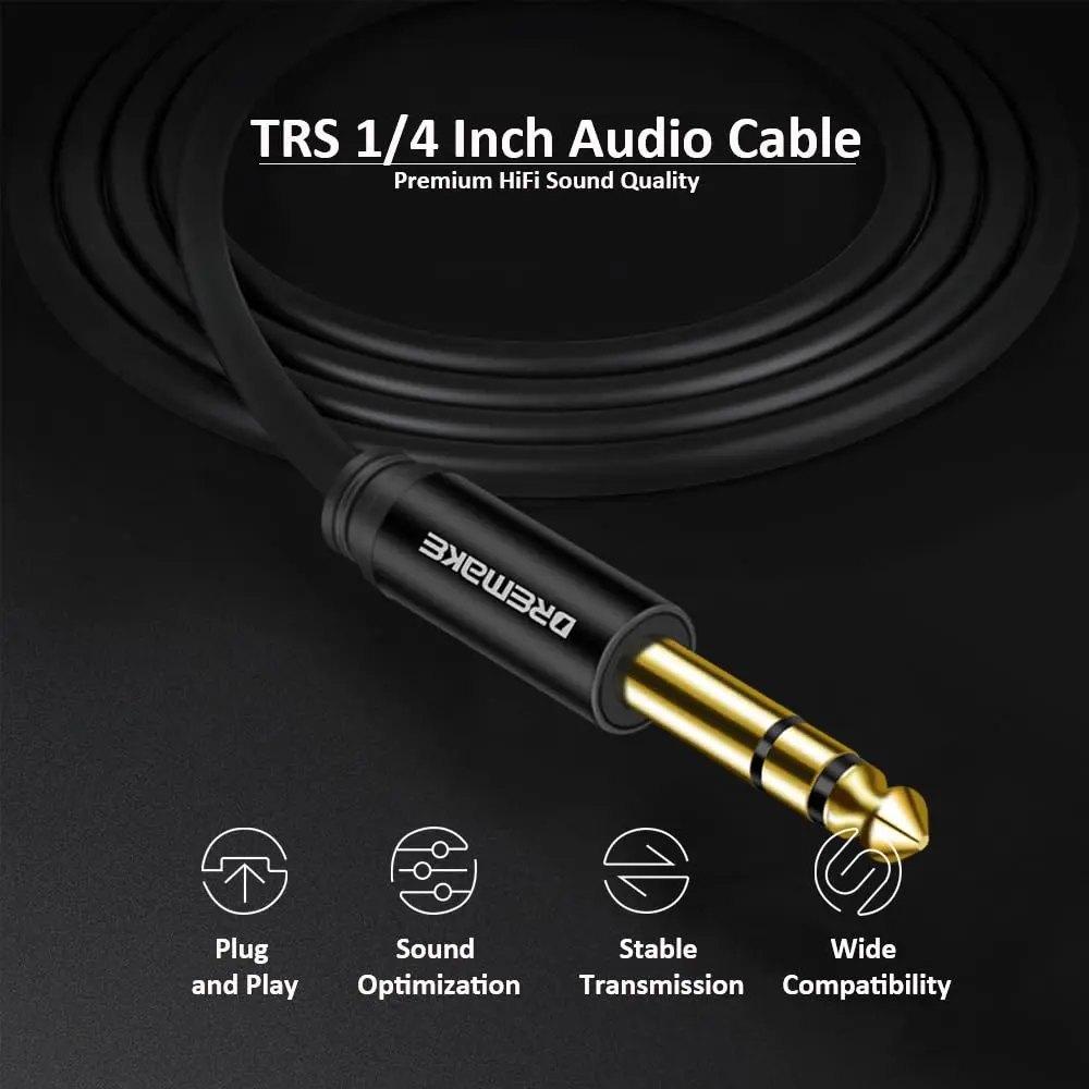 DREMAKE 1/4 Inch to 1/4 Inch TRS Guitar Cable 25FT | Balanced Stereo Audio Cable with Gold Plated Connectors - view 3