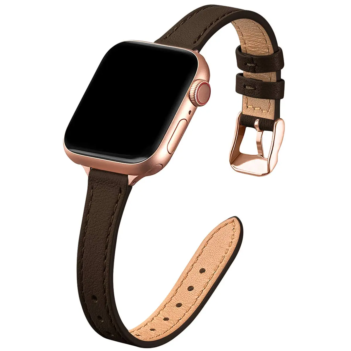 STIROLL Slim Leather Band Compatible with Apple Watch Series 12-1/Ultra 49mm | Elegant Small Wrist Strap - main product image
