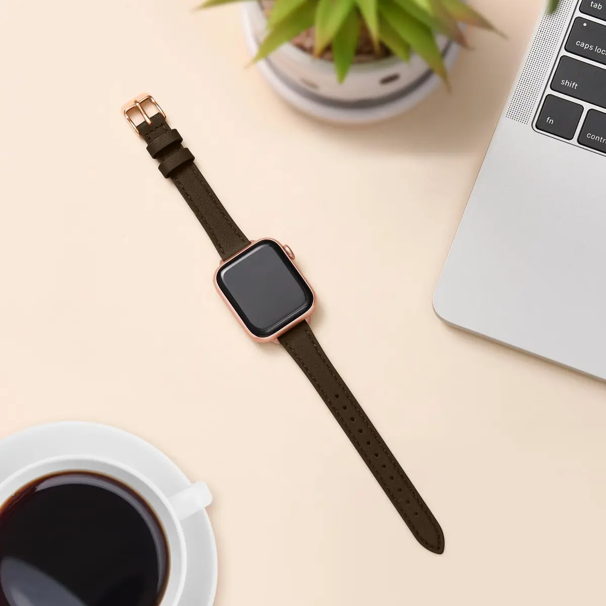 STIROLL Slim Leather Band Compatible with Apple Watch Series 12-1/Ultra 49mm | Elegant Small Wrist Strap - view 8
