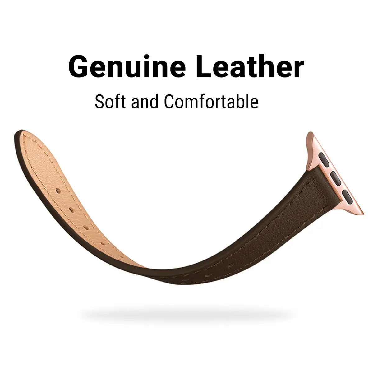 STIROLL Slim Leather Band Compatible with Apple Watch Series 12-1/Ultra 49mm | Elegant Small Wrist Strap - view 3