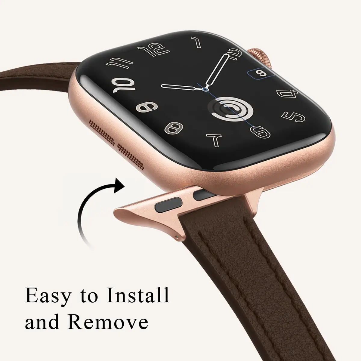 STIROLL Slim Leather Band Compatible with Apple Watch Series 12-1/Ultra 49mm | Elegant Small Wrist Strap - view 4