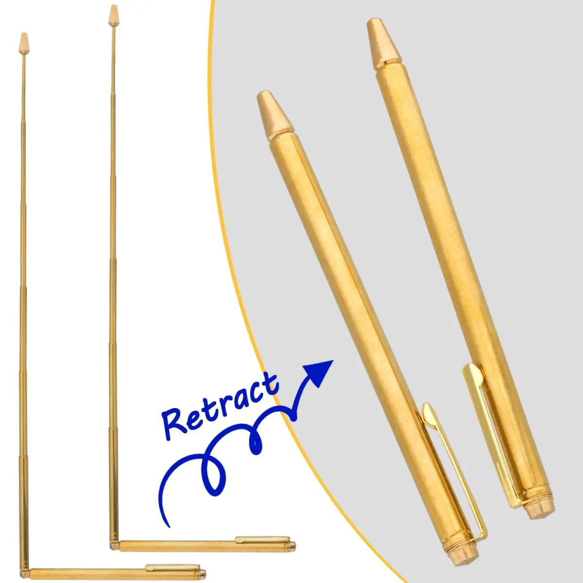 OIIKI Retractable Dowsing Rods (2-Pack) | Brass, 16.4" Extended Length - view 3