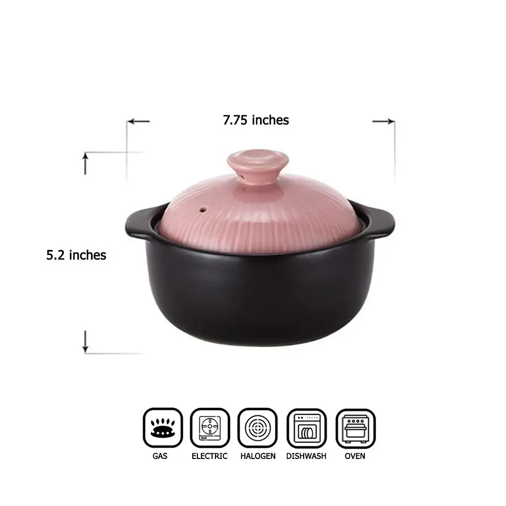Lucia 1000ml Glazed Ceramic Cookware Hot Pot | Heat & Water Resistant - South Korea - view 2