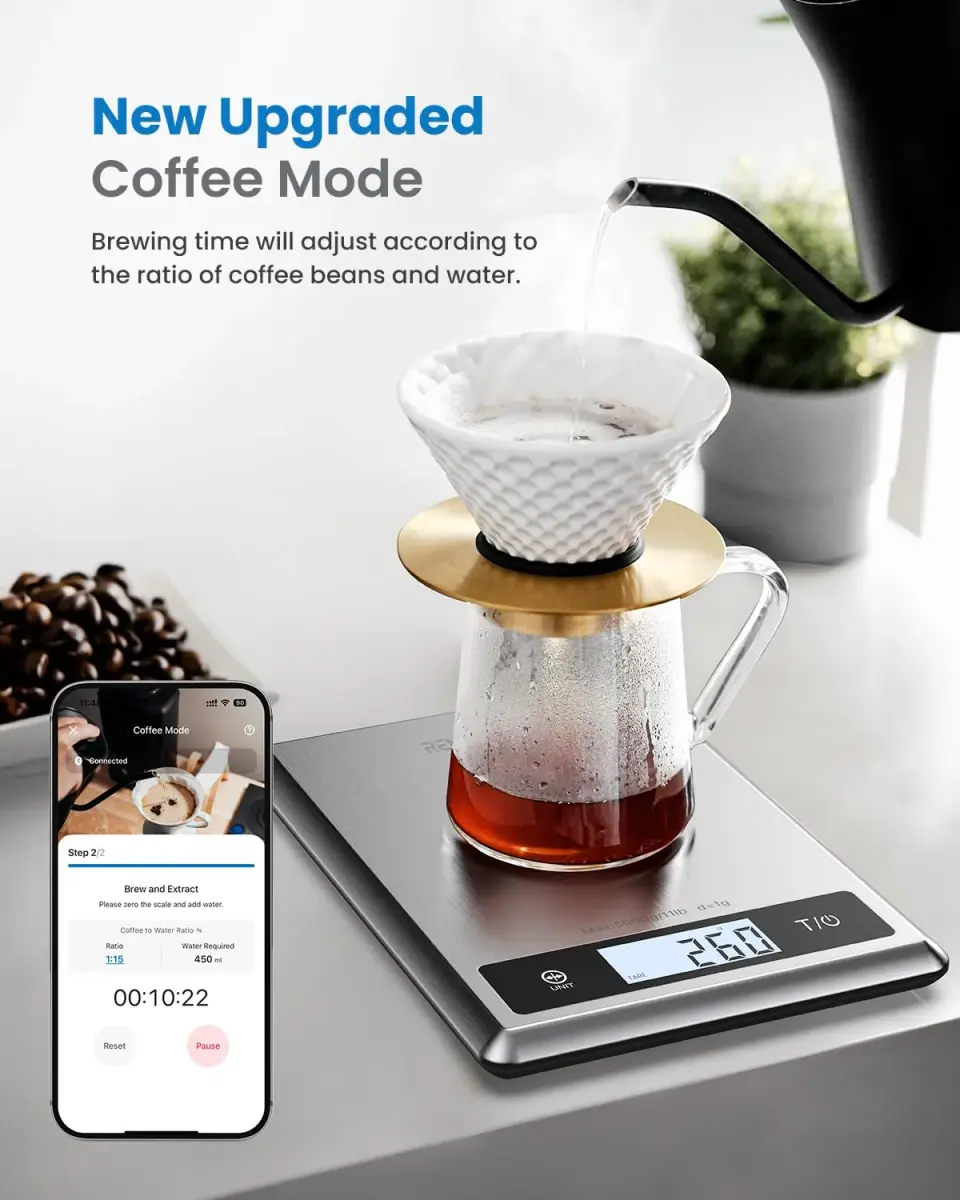 RENPHO Smart Food Scale with App & Nutritional Calculator, 5kg (11lb) Capacity | Accurate Grams, Ounces, Millilitres - view 5