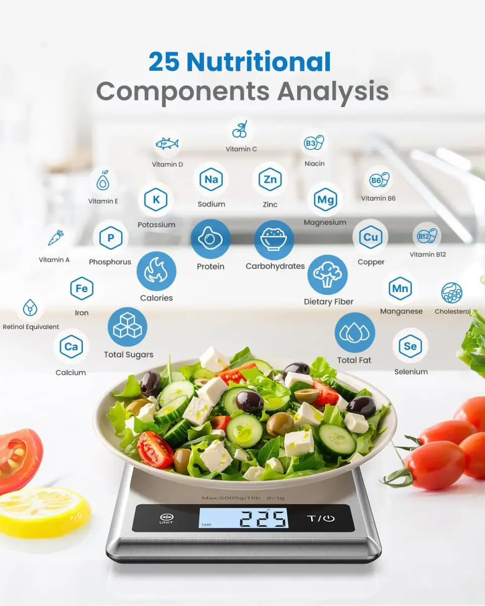 RENPHO Smart Food Scale with App & Nutritional Calculator, 5kg (11lb) Capacity | Accurate Grams, Ounces, Millilitres - view 2
