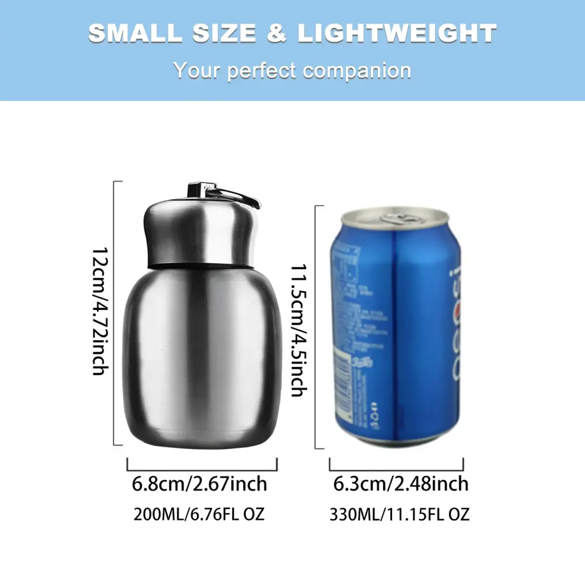 Gets Mini Vacuum Insulated Water Bottle 200ml (7 Oz) | Rose Color, Stainless Steel, Keep Hot/Cold - view 6