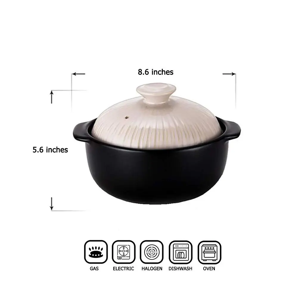 Lucia 1400ml Glazed Ceramic Cookware Hot Pot | Heat & Water Resistant - South Korea - view 2