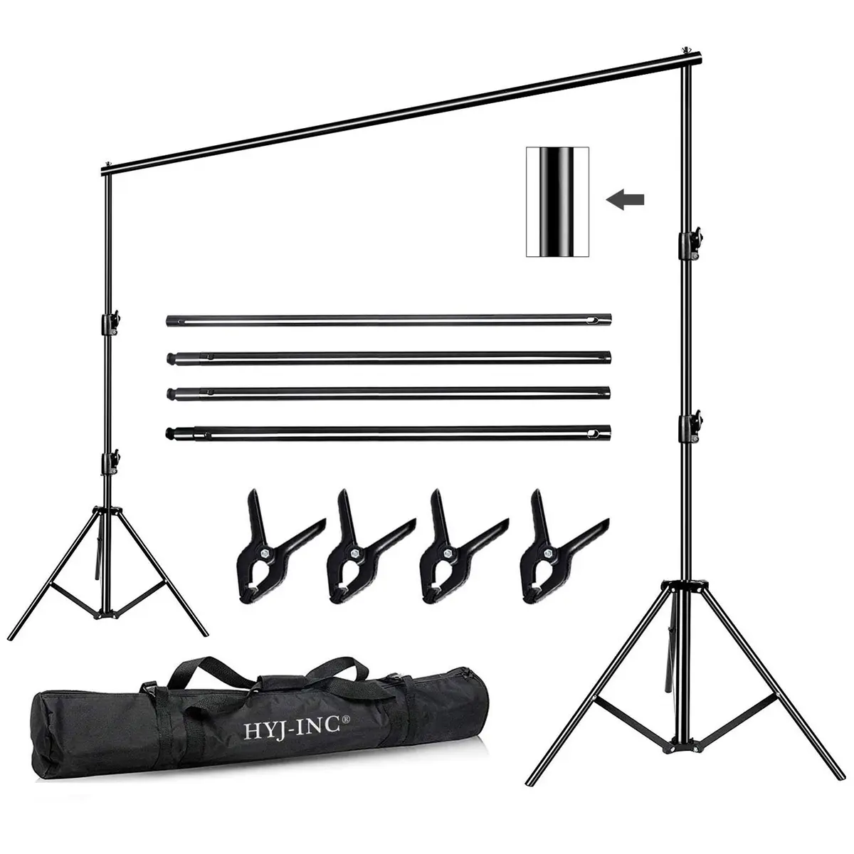 HYJ-INC 12ft x 10ft Photo Video Studio Heavy Duty Adjustable Photography Muslin Backdrop Support System Kit with Carry Bag 12ft x 10ft - main product image