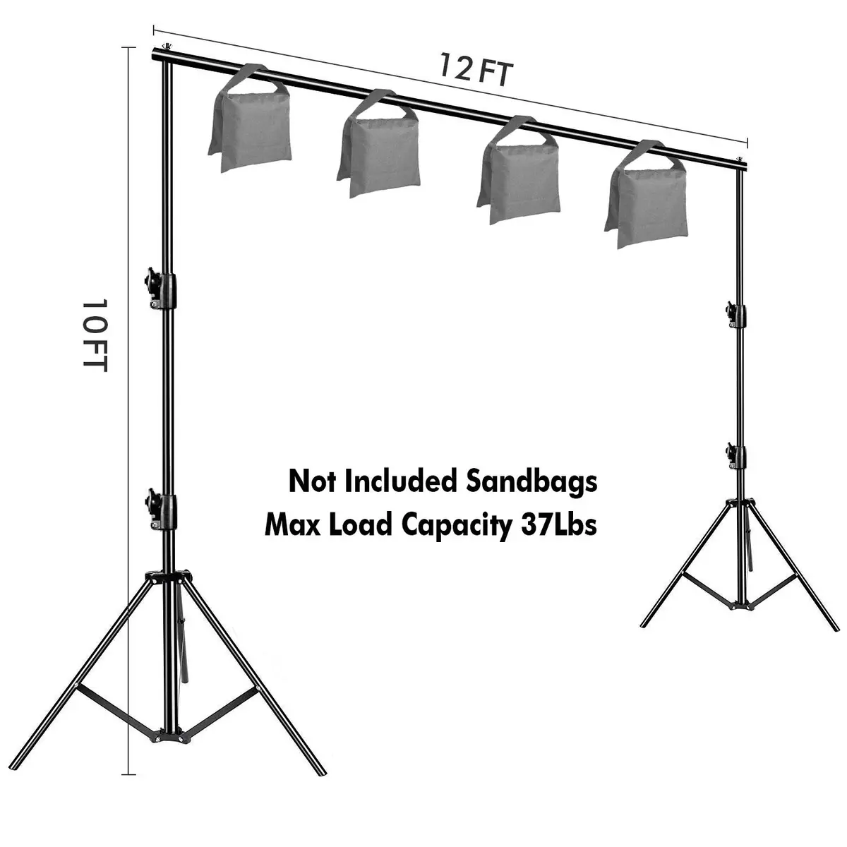 HYJ-INC 12ft x 10ft Photo Video Studio Heavy Duty Adjustable Photography Muslin Backdrop Support System Kit with Carry Bag 12ft x 10ft - view 4