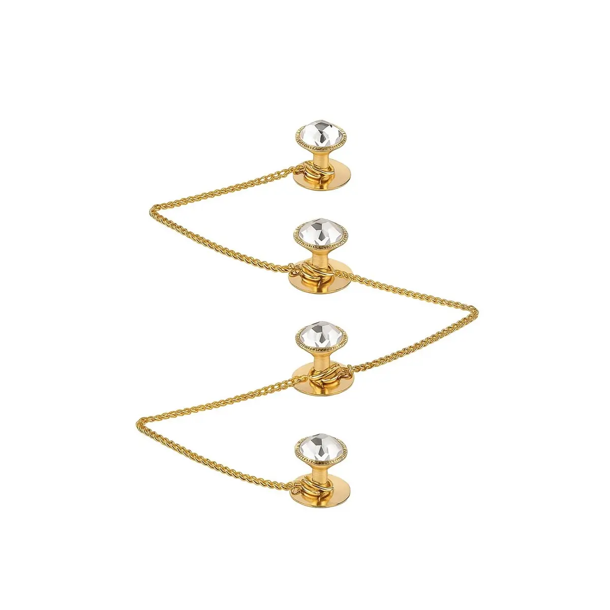 VAMA Brass White Designer Kurta Buttons with Chain for Men and Women | Festive Pearl Embellished - main product image
