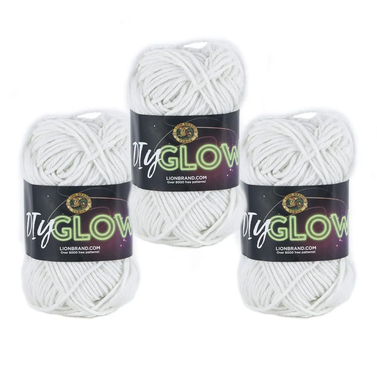 Lion Brand Yarn, DIY Glow, Glow in the Dark Yarn, Natural Off White | Glow in the Dark Effect for Nighttime Projects - main product image