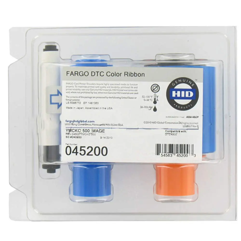 Fargo Genuine YMCKO Color Ribbon #45200 for DTC4500e Printer | 500 Prints - main product image