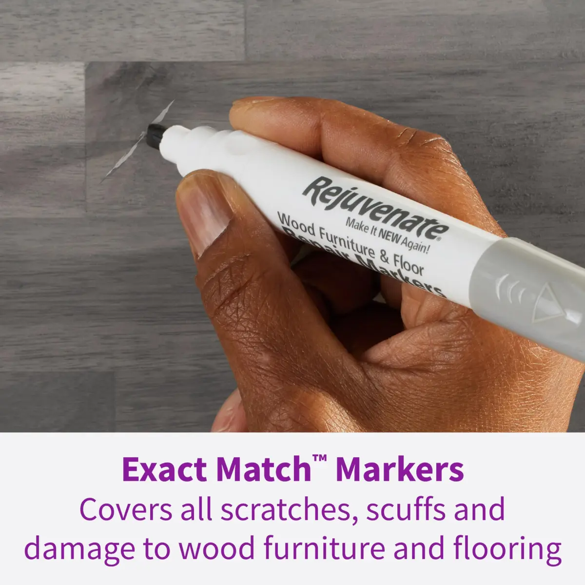Rejuvenate Exact Match Wood Furniture & Floor Repair Markers, 6 Count, White/Gray Markers | Covers Scratches, Scuffs, and Damage - view 3