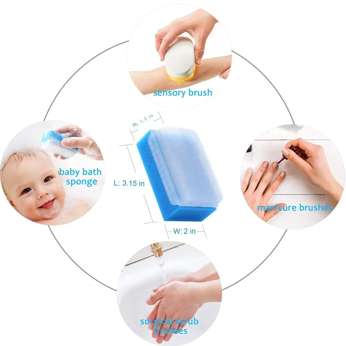 wellgler OT Sensory Brush & Sponge 12-Pack | Gentle Foam Scrub for Babies & Therapy - view 5
