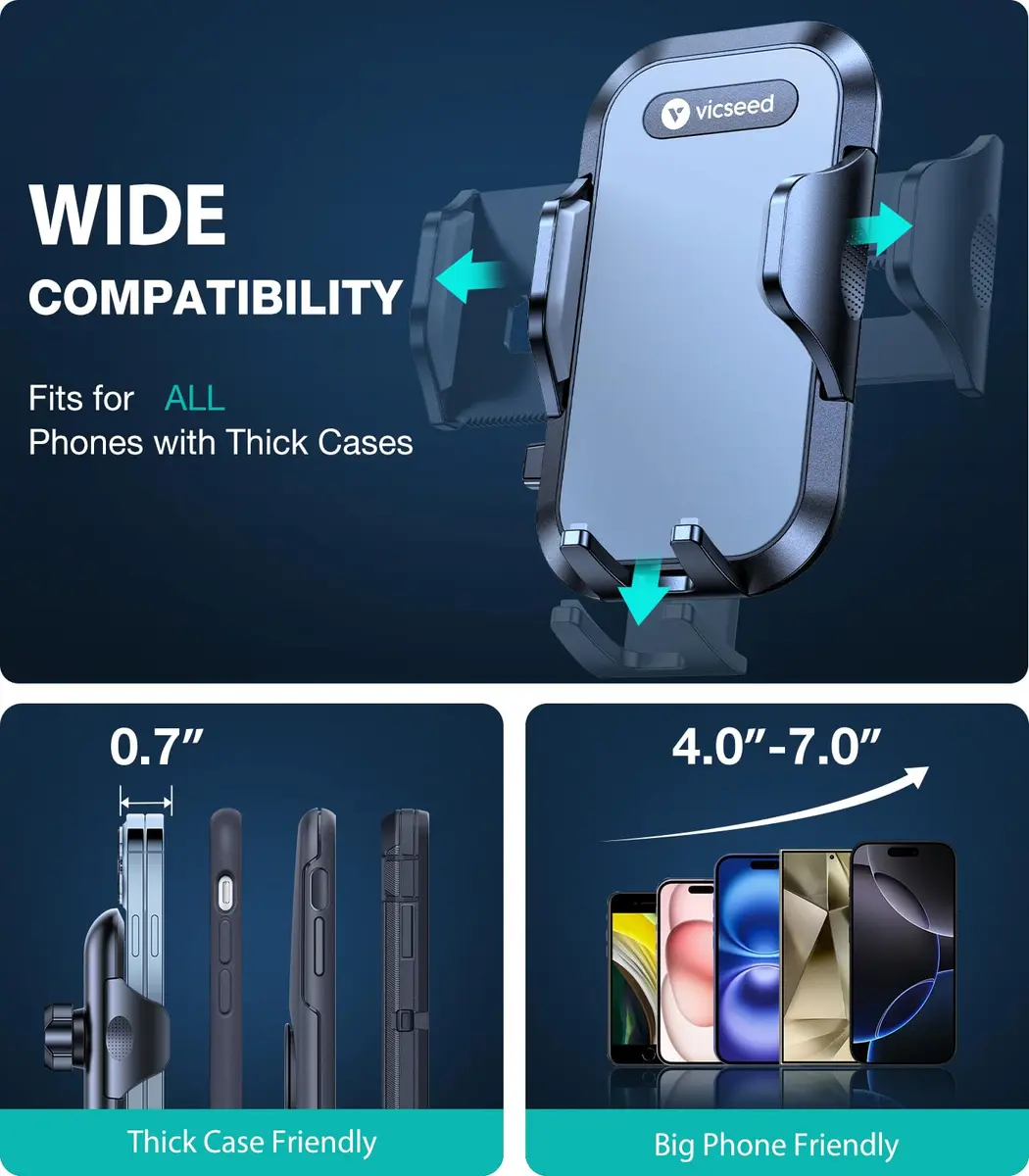 VICSEED 2026 Upgraded Car Phone Holder Mount | 86LBS Ultra-Powerful Suction, Sturdy & Flexible - view 5