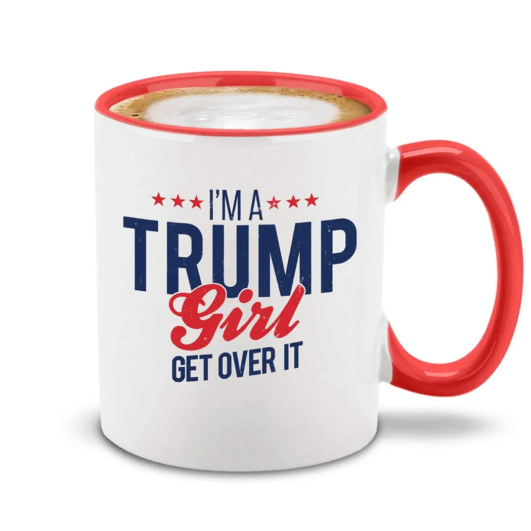 shop4ever I'm a Trump Girl Get Over It Ceramic Coffee Mug Tea Cup Gift for Her 11 oz. (Red Handle) | Funny Novelty Drinkware - main product image