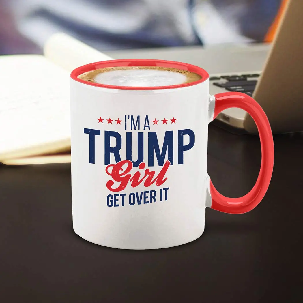 shop4ever I'm a Trump Girl Get Over It Ceramic Coffee Mug Tea Cup Gift for Her 11 oz. (Red Handle) | Funny Novelty Drinkware - view 5