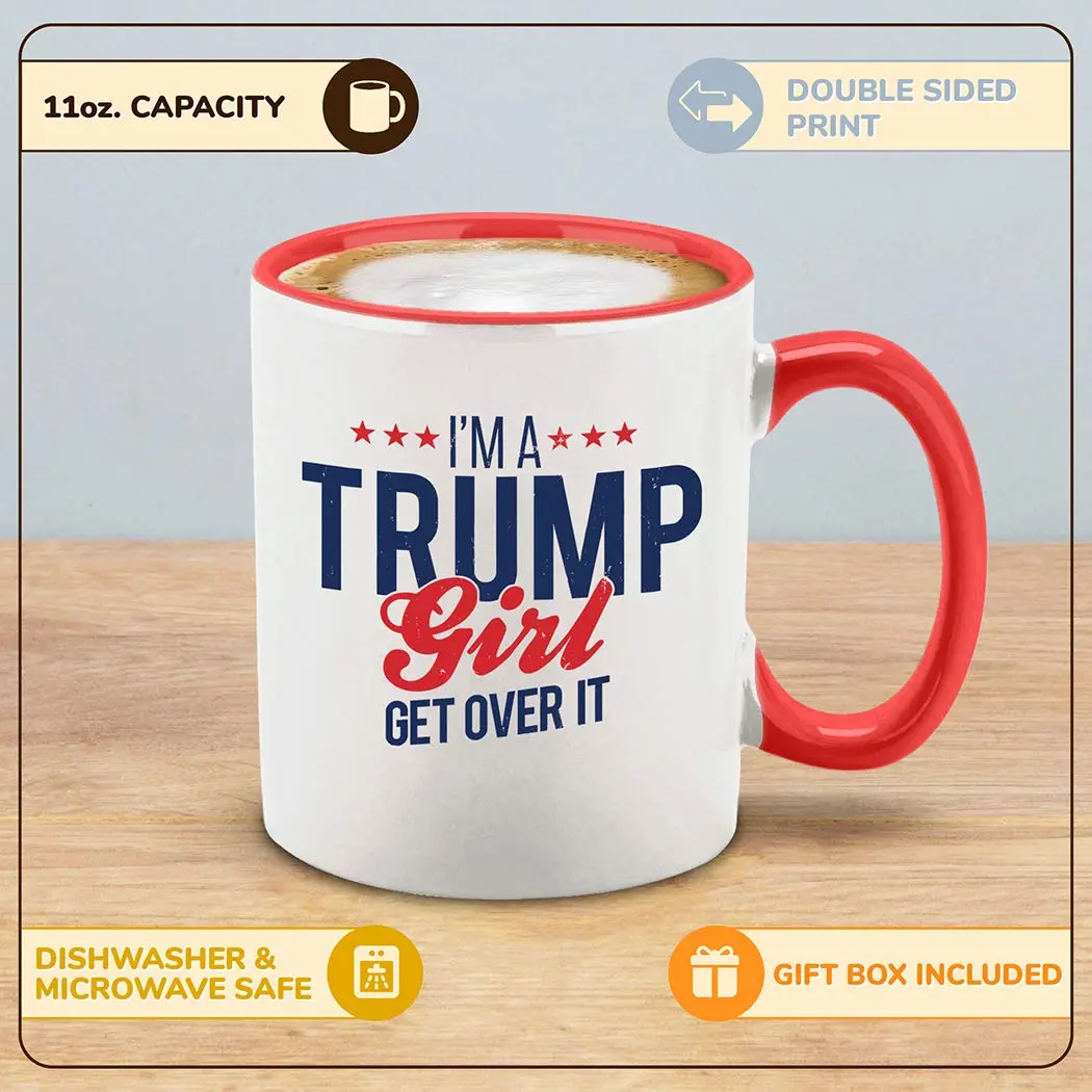 shop4ever I'm a Trump Girl Get Over It Ceramic Coffee Mug Tea Cup Gift for Her 11 oz. (Red Handle) | Funny Novelty Drinkware - view 2