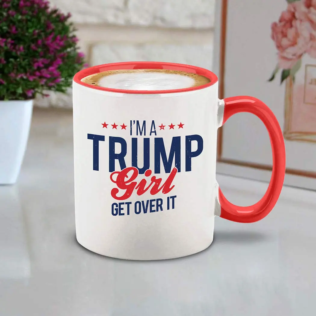 shop4ever I'm a Trump Girl Get Over It Ceramic Coffee Mug Tea Cup Gift for Her 11 oz. (Red Handle) | Funny Novelty Drinkware - view 3