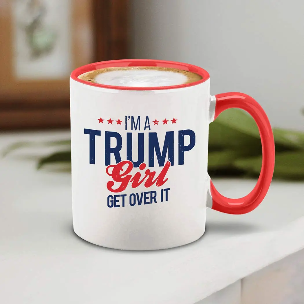 shop4ever I'm a Trump Girl Get Over It Ceramic Coffee Mug Tea Cup Gift for Her 11 oz. (Red Handle) | Funny Novelty Drinkware - view 4