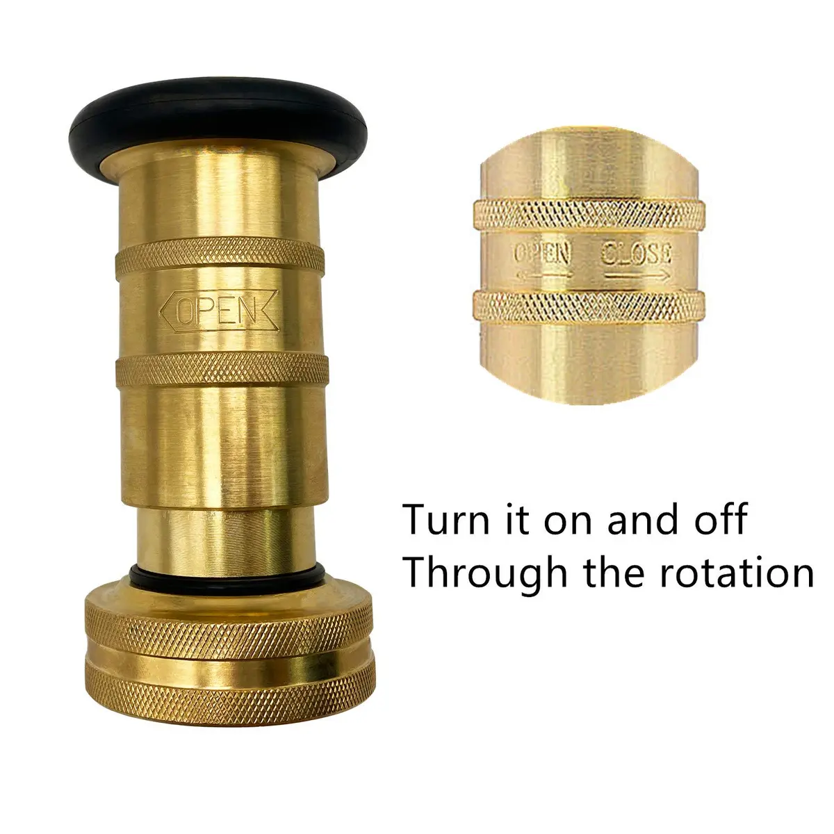SAFBY Brass Fire Hose Nozzle 1" NH/NST | Durable, Adjustable Fog & Stream | 60ft Range - view 2