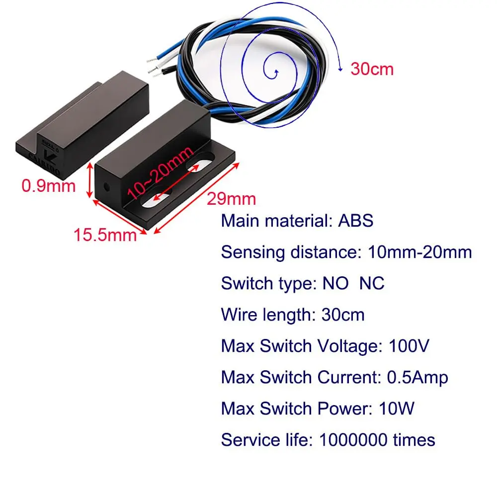 Gebildet Magnetic Switch Recessed Door Sensor 29mm | NO/NC Black Access Control - view 4
