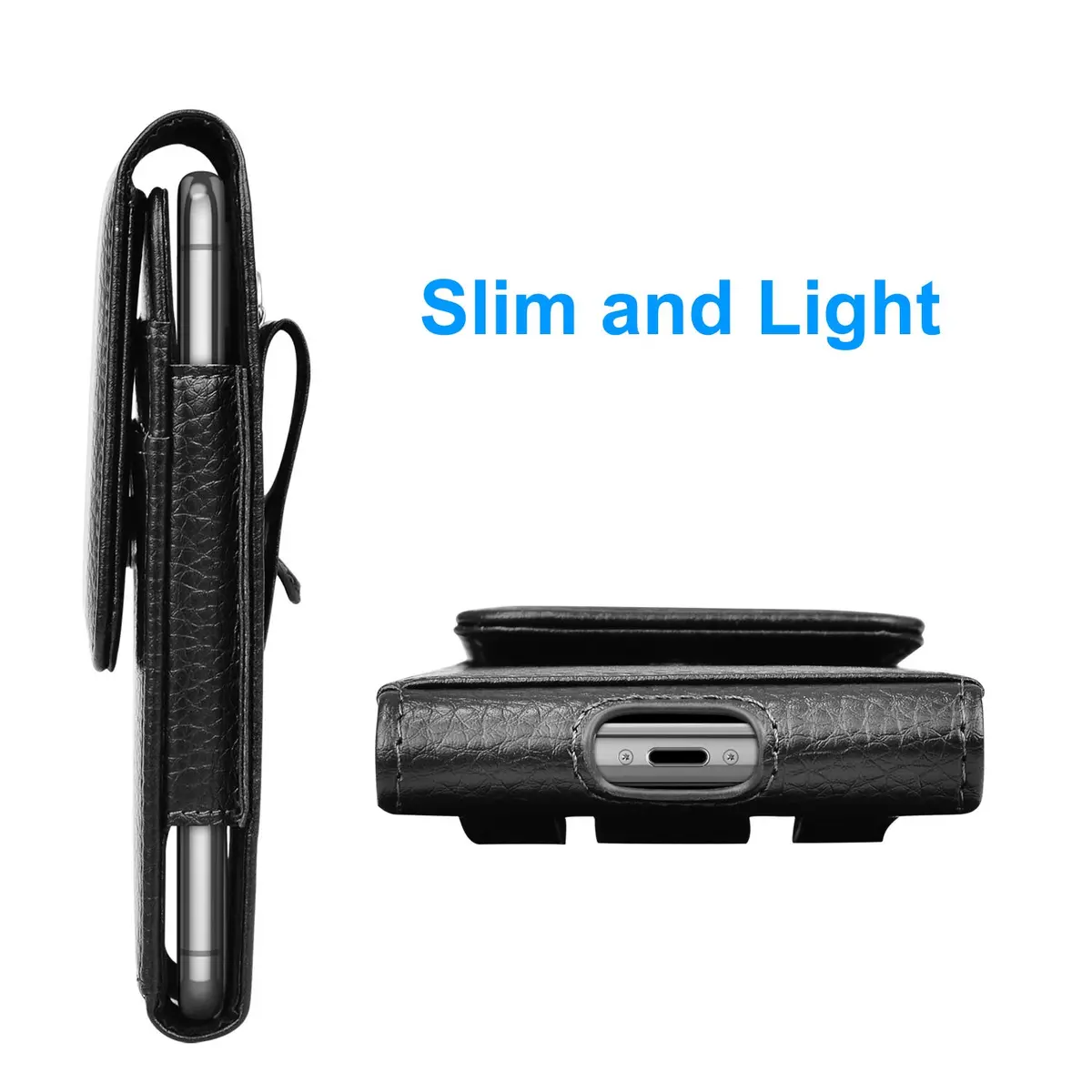 Takfox Leather Belt Holster Pouch for Samsung Galaxy S25 Ultra S24 Plus S23 S22 S21 S20 FE 5G Note 20 J7 J3 with Belt Clip & Card Slots (Black) - view 6