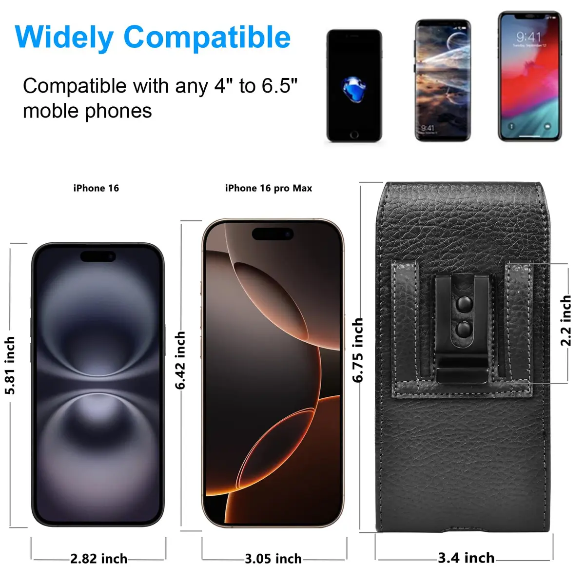 Takfox Leather Belt Holster Pouch for Samsung Galaxy S25 Ultra S24 Plus S23 S22 S21 S20 FE 5G Note 20 J7 J3 with Belt Clip & Card Slots (Black) - view 2