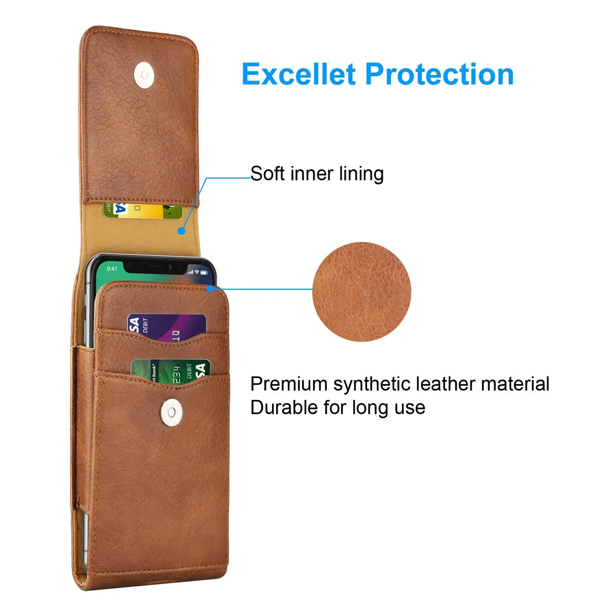 Takfox Leather Belt Holster Pouch for Samsung Galaxy S25 Ultra S24 Plus S23 S22 S21 S20 FE 5G Note 20 J7 J3, 17.3 cm (6.8 inch) | RFID Blocking - view 4
